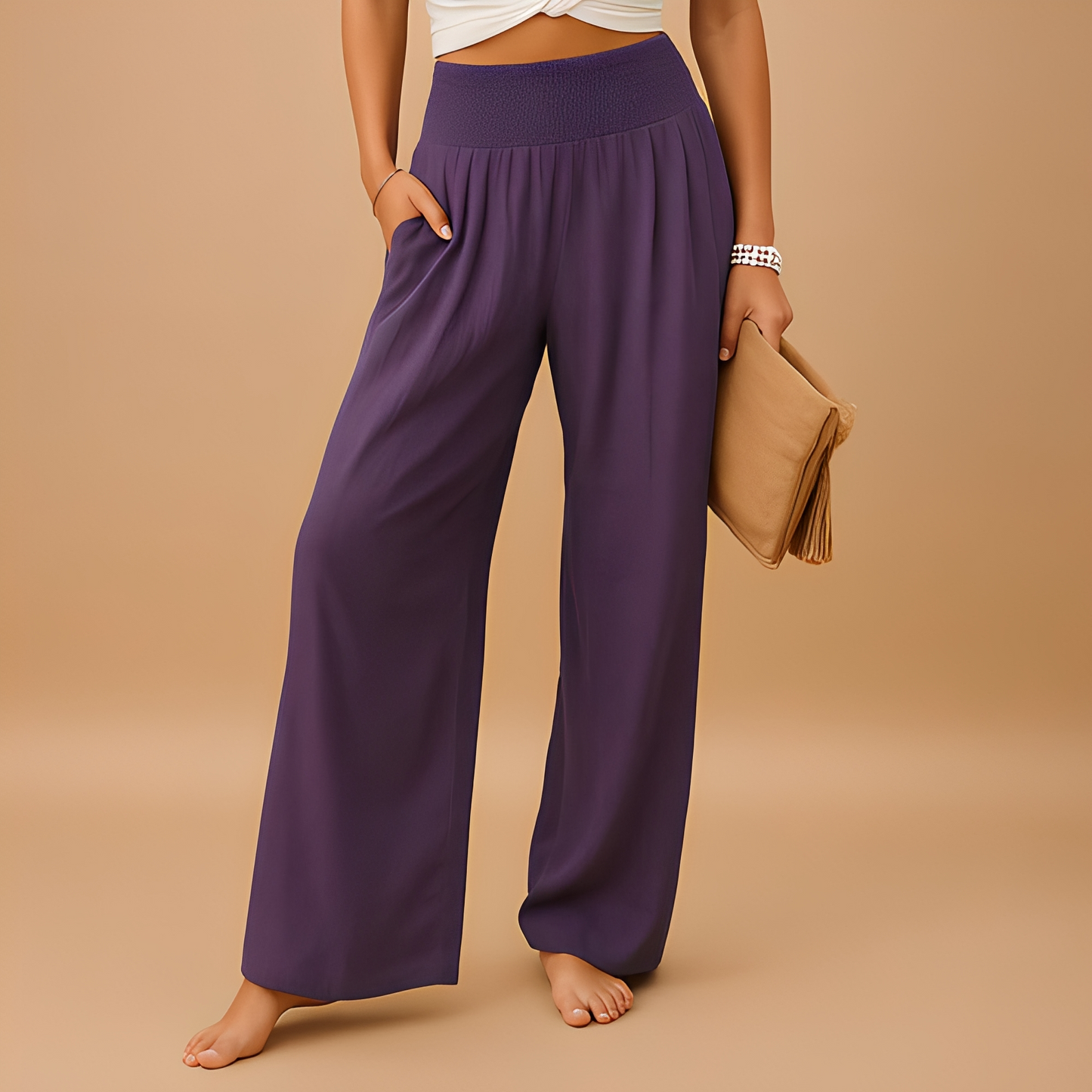 Aldona - Damenhosen mit geradem Schnitt aus leichtem Stoff