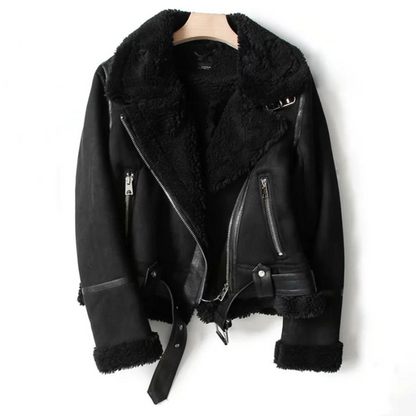 Macie – Lederjacke mit weichem Sherpa-Futter