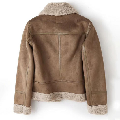 Macie – Lederjacke mit weichem Sherpa-Futter