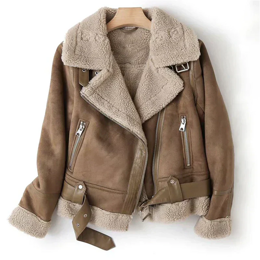 Macie – Lederjacke mit weichem Sherpa-Futter