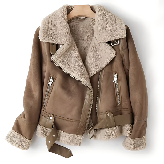 Yasmine - Warme Damen-Bikerjacke mit Schaffell
