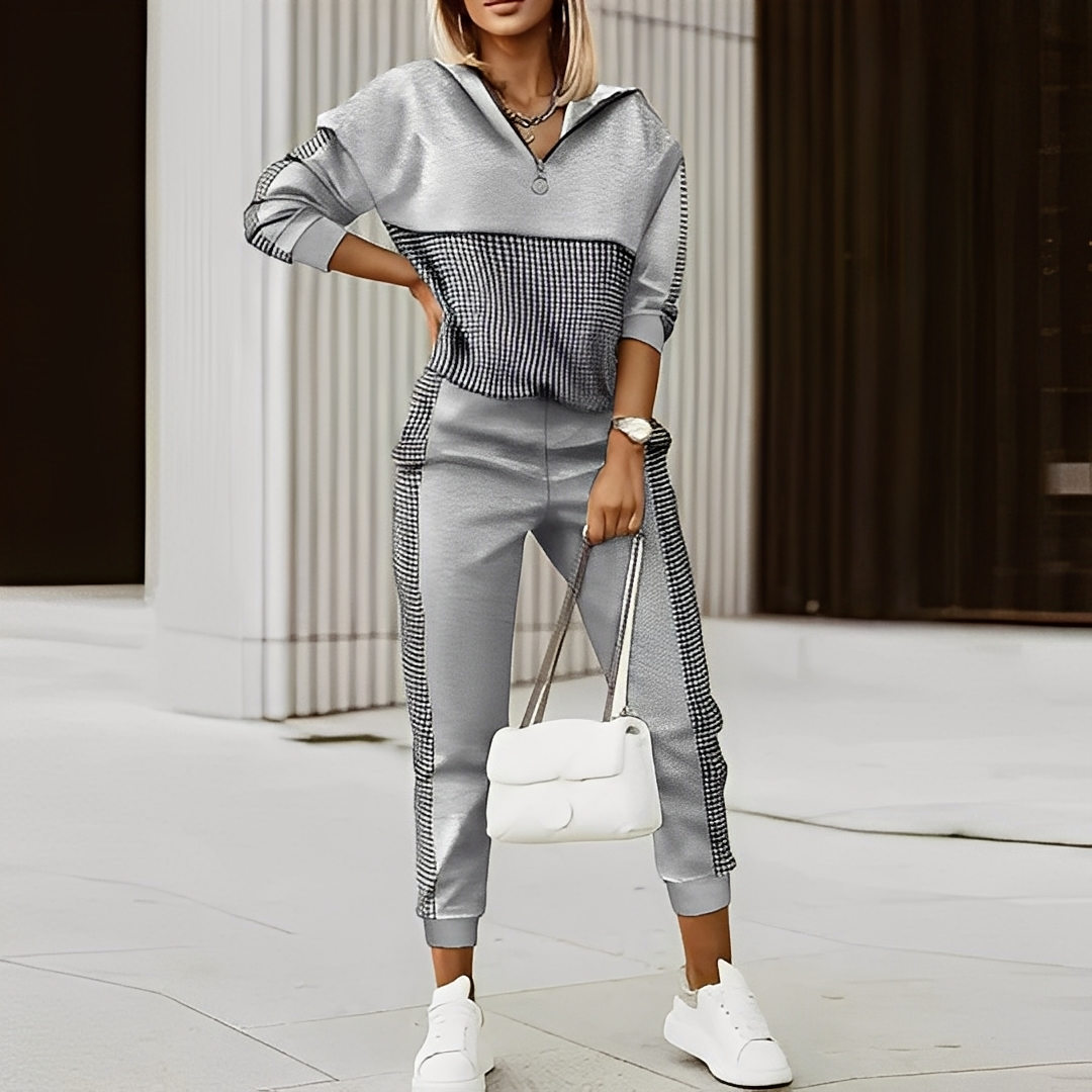 Maryse - Damen-Set mit lockerem Reißverschluss-Pullover