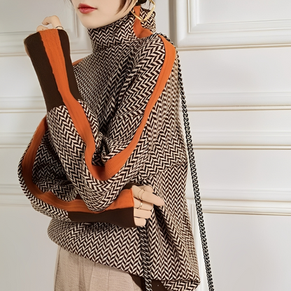 Aloisia - Gestreifter Damenrollkragenpullover