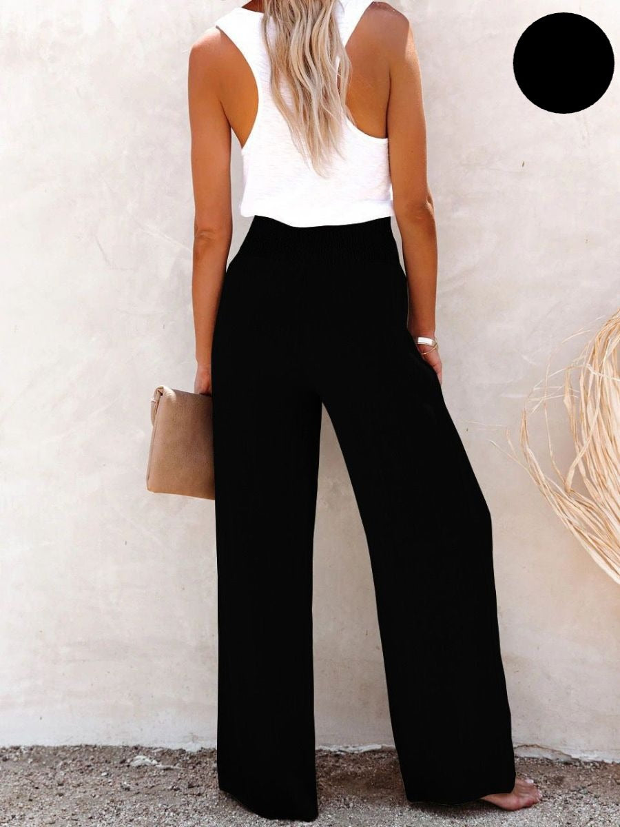 Sophia – Hose mit hohem Bund aus Baumwolle & Leinen