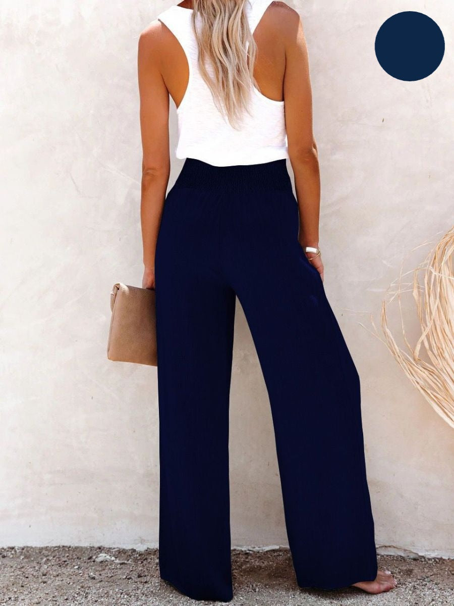 Sophia – Hose mit hohem Bund aus Baumwolle & Leinen