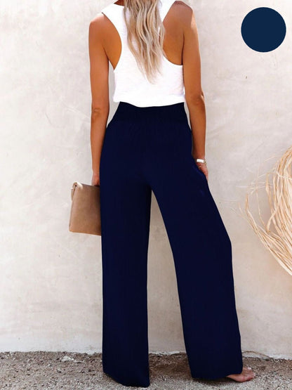 Sophia – Hose mit hohem Bund aus Baumwolle & Leinen
