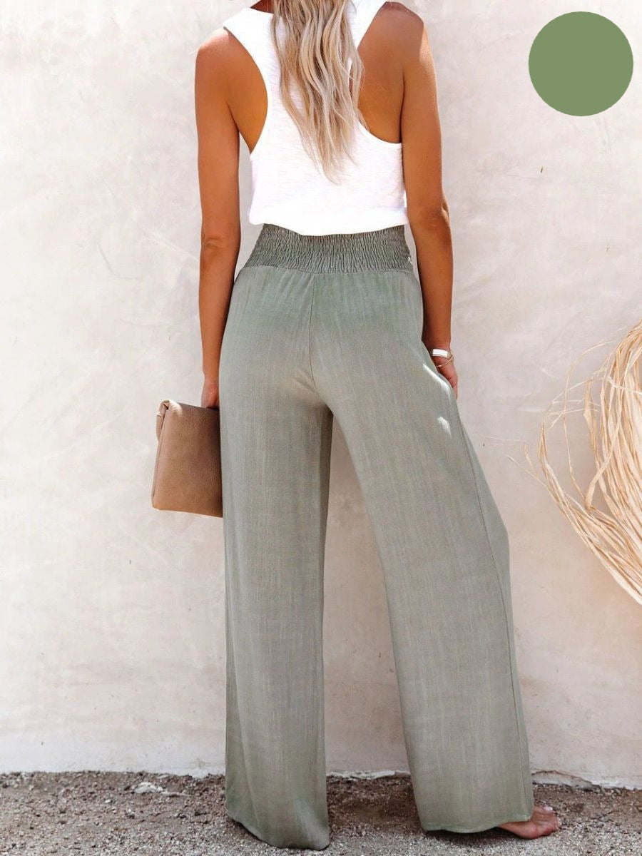 Sophia – Hose mit hohem Bund aus Baumwolle & Leinen