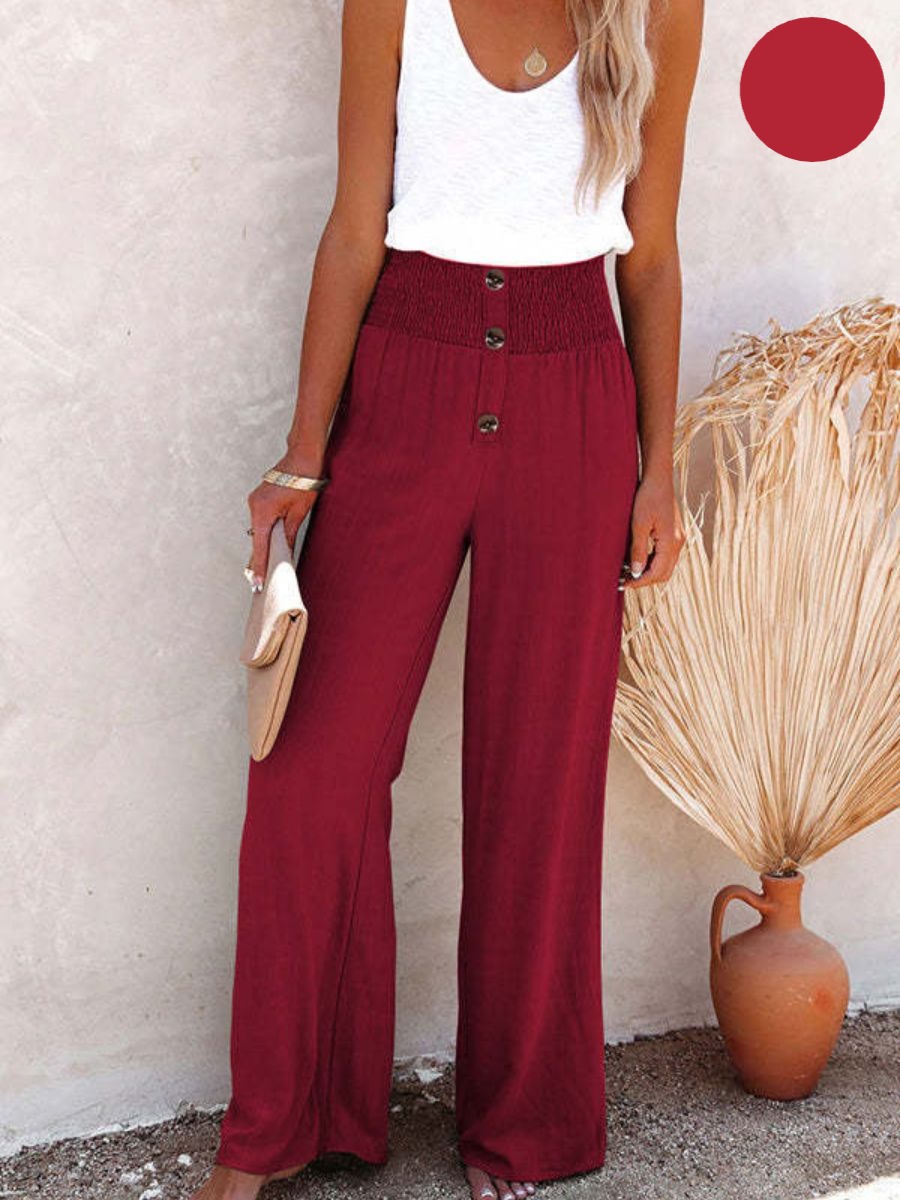 Sophia – Hose mit hohem Bund aus Baumwolle & Leinen
