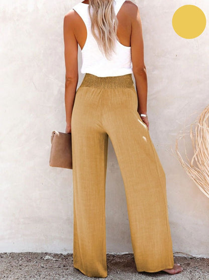 Sophia – Hose mit hohem Bund aus Baumwolle & Leinen