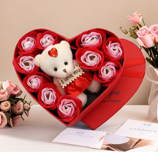 Herzform – Rosenbär Geschenkbox Valentinstag