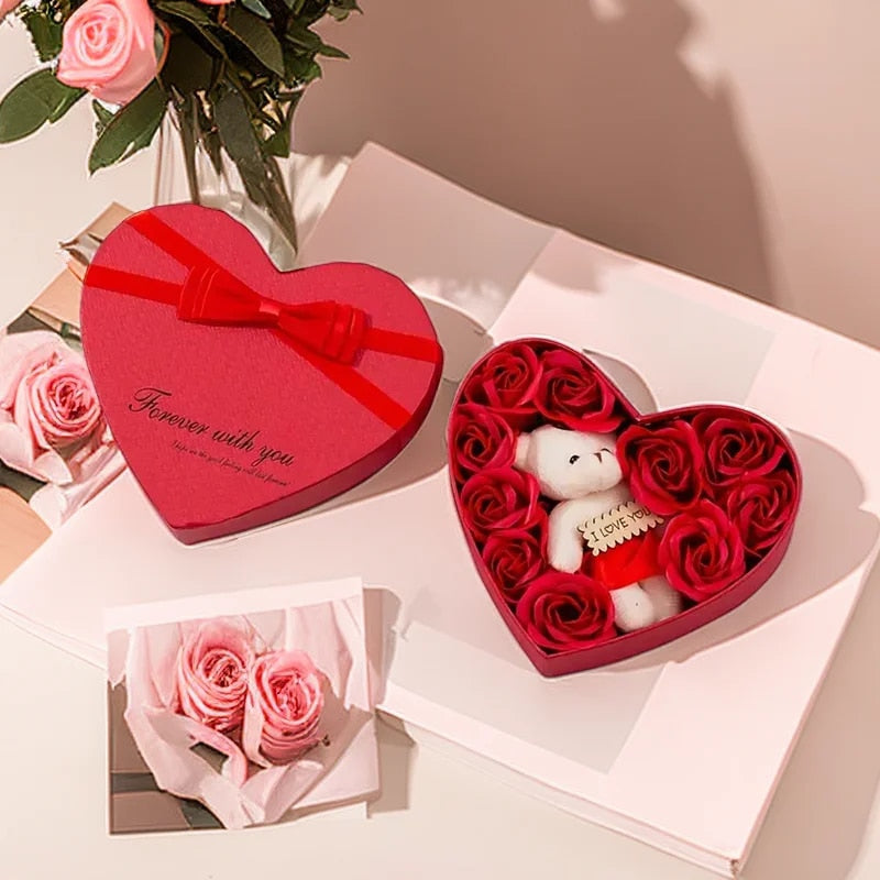 Herzform – Rosenbär Geschenkbox Valentinstag