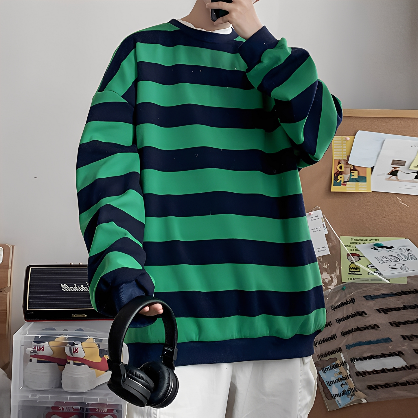 Christian - Herren Oversized-Pullover mit Streifen