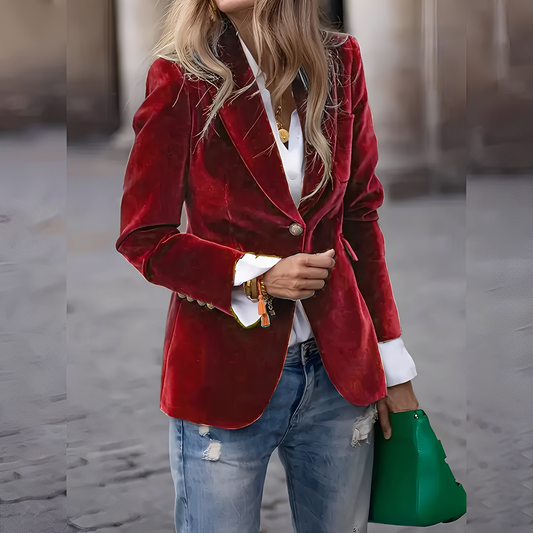 Alise - Eleganter, schmal geschnittener Damen-Samt-Blazer