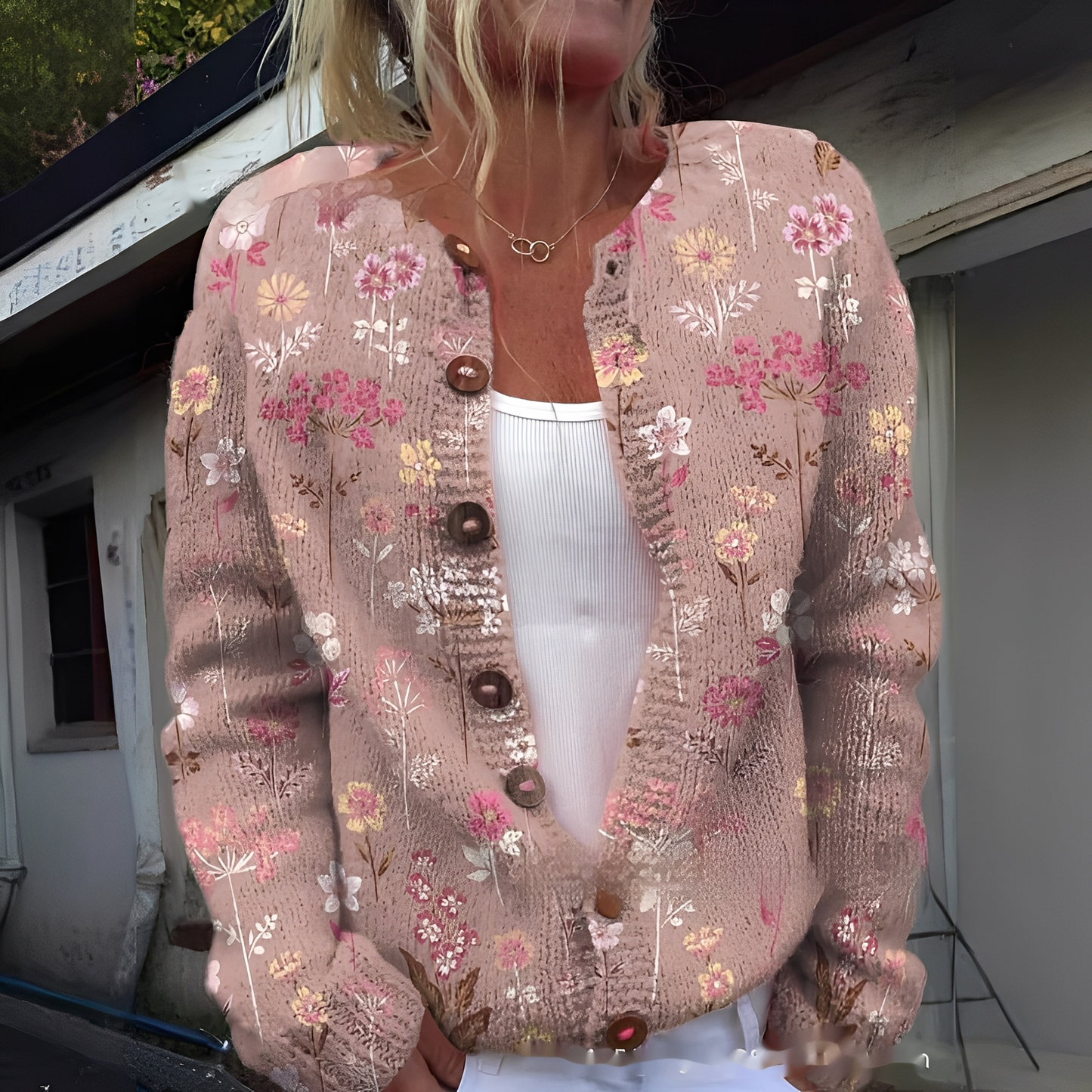 Wilda - Warmer und eleganter Damen-Cardigan mit Blumenmuster
