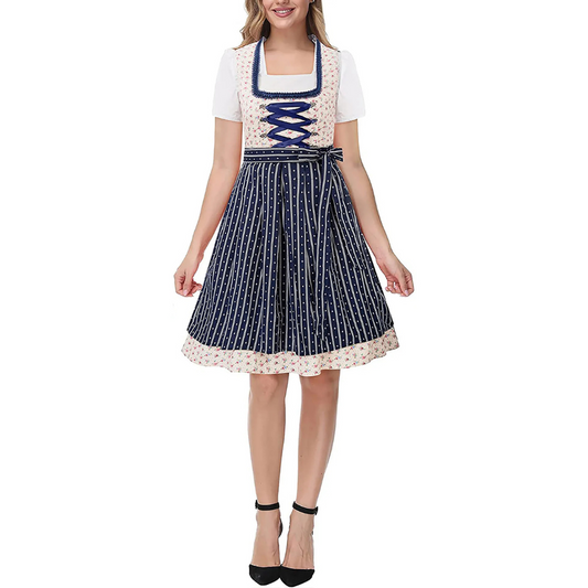 Haven - Damen Elegantes Blaues Oktoberfest Dirndl Kleid