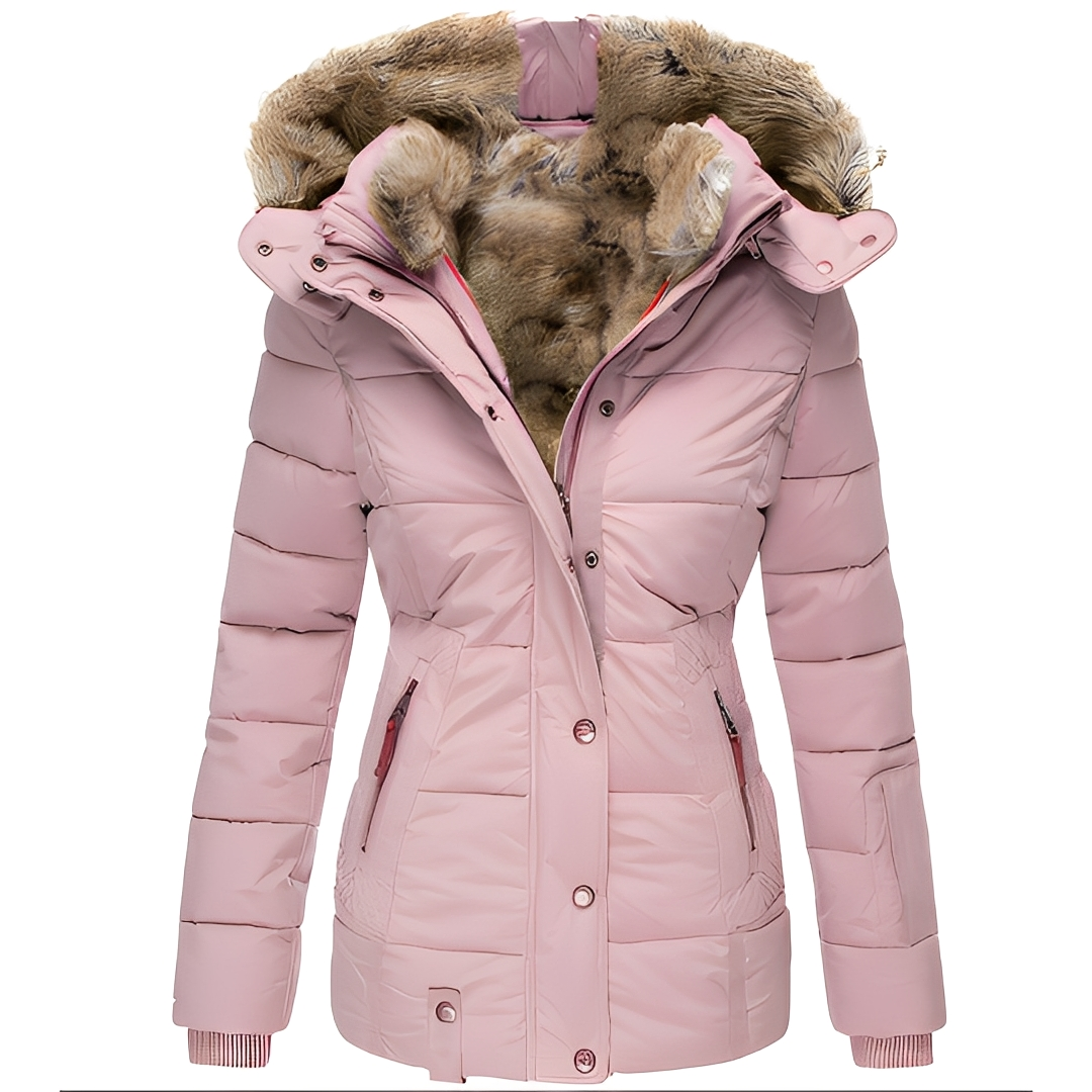 Léopoldine - Damen-Winterjacke mit Kapuze aus Daunen
