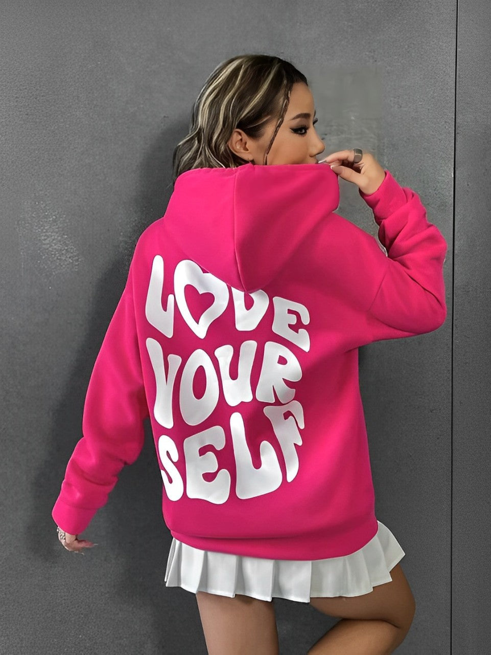 Daria – Bedruckter Baumwoll-Hoodie
