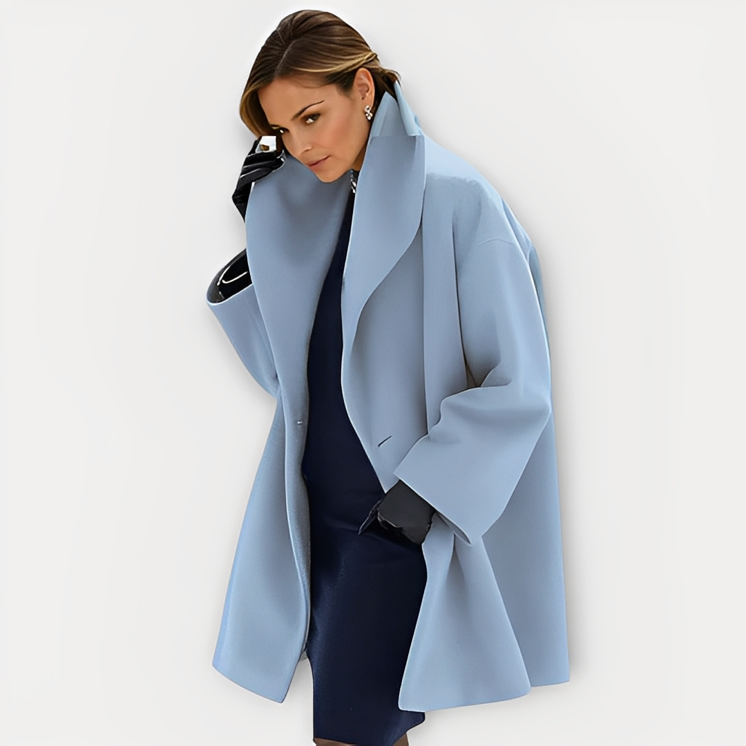 Laurette - Damen-Wintermantel, lose geschnitten mit breitem Kragen