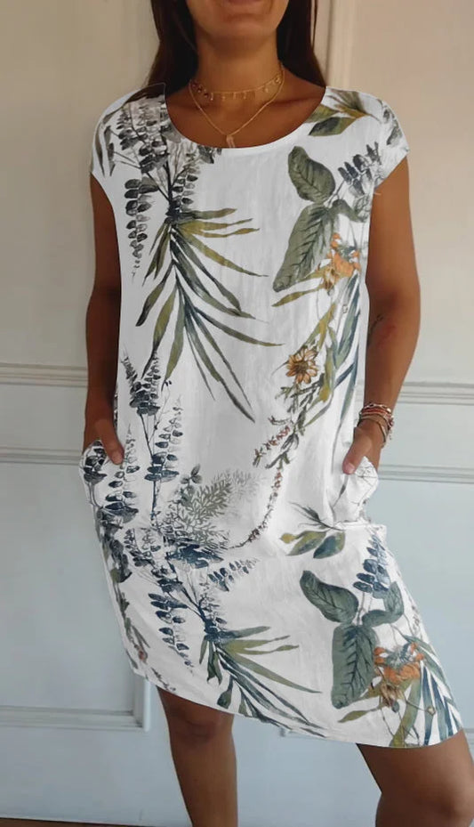 Britt – Bedrucktes Kleid mit rundem Ausschnitt