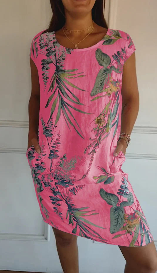 Britt – Bedrucktes Kleid mit rundem Ausschnitt