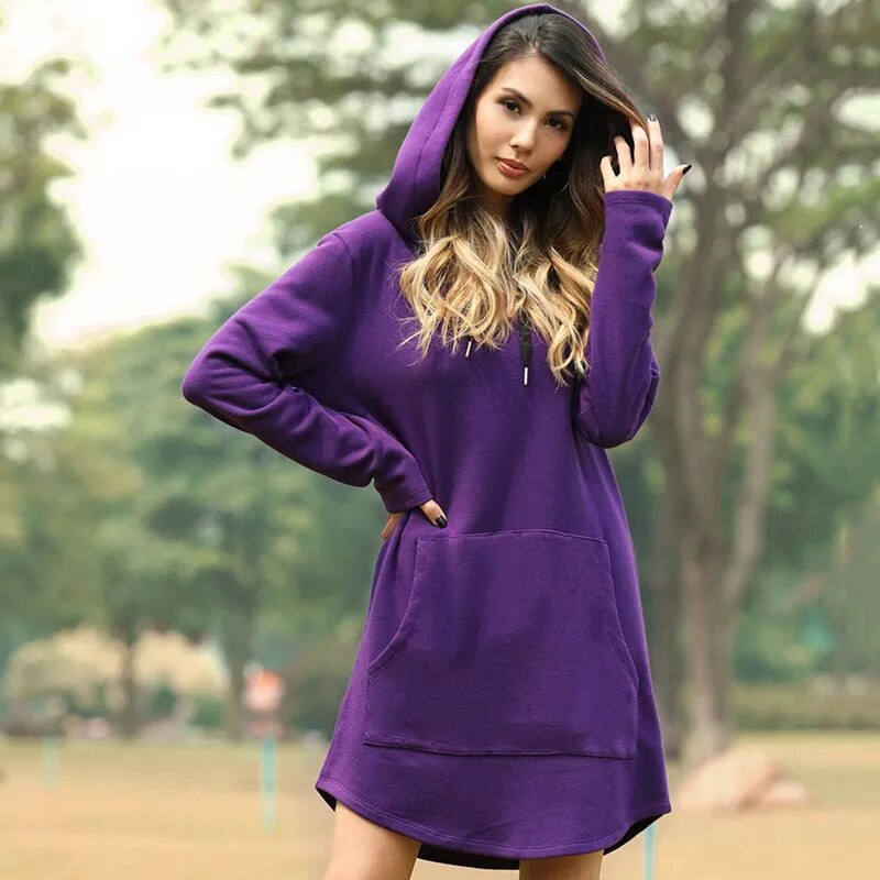 Juris – Langes Kapuzen-Sweatshirtkleid