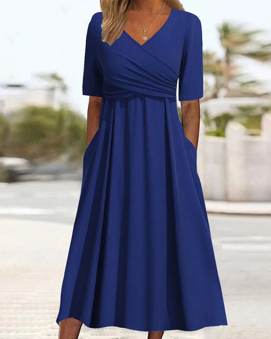 Carys - Short Wrap Dress with Sleeves