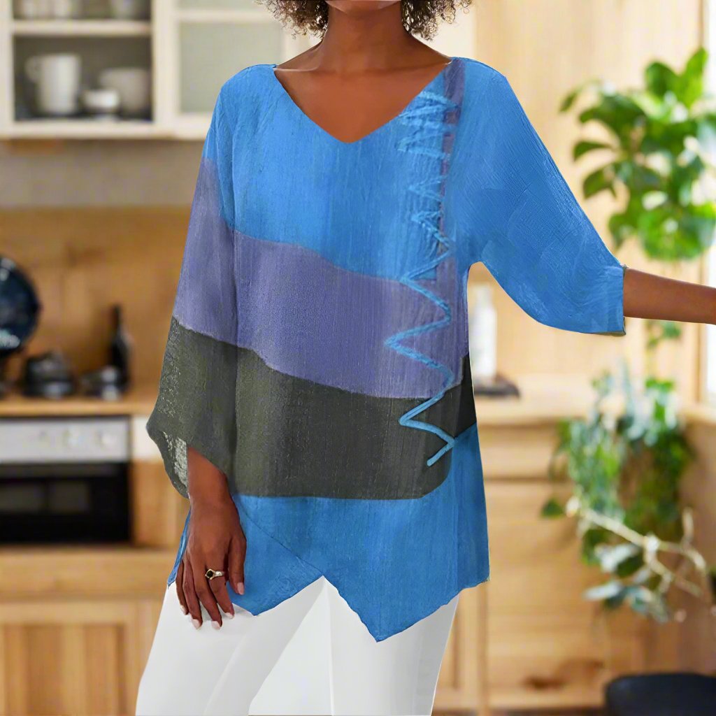 Eli - Dreifarbige Bluse mit Bauchabdeckung