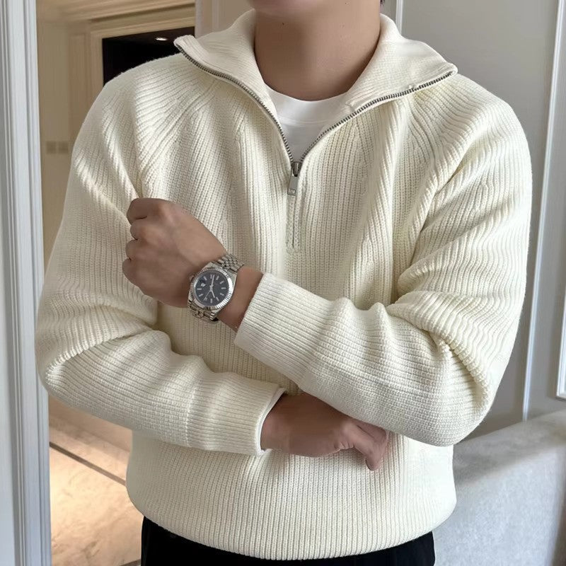 Lino – Baumwollpullover mit Viertelreißverschluss