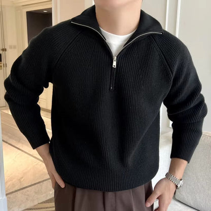 Lino – Baumwollpullover mit Viertelreißverschluss