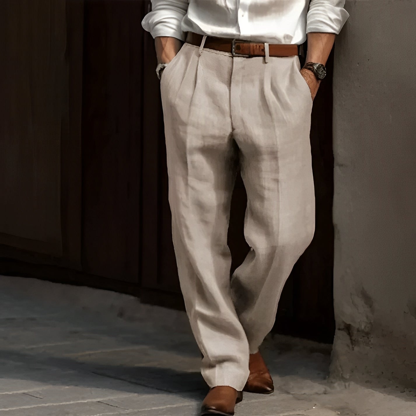Carlos - Vintage linen trousers for men