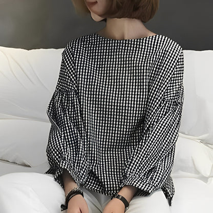 Tahlia - Lässige karierte Bluse mit asymmetrischem Design für Frauen