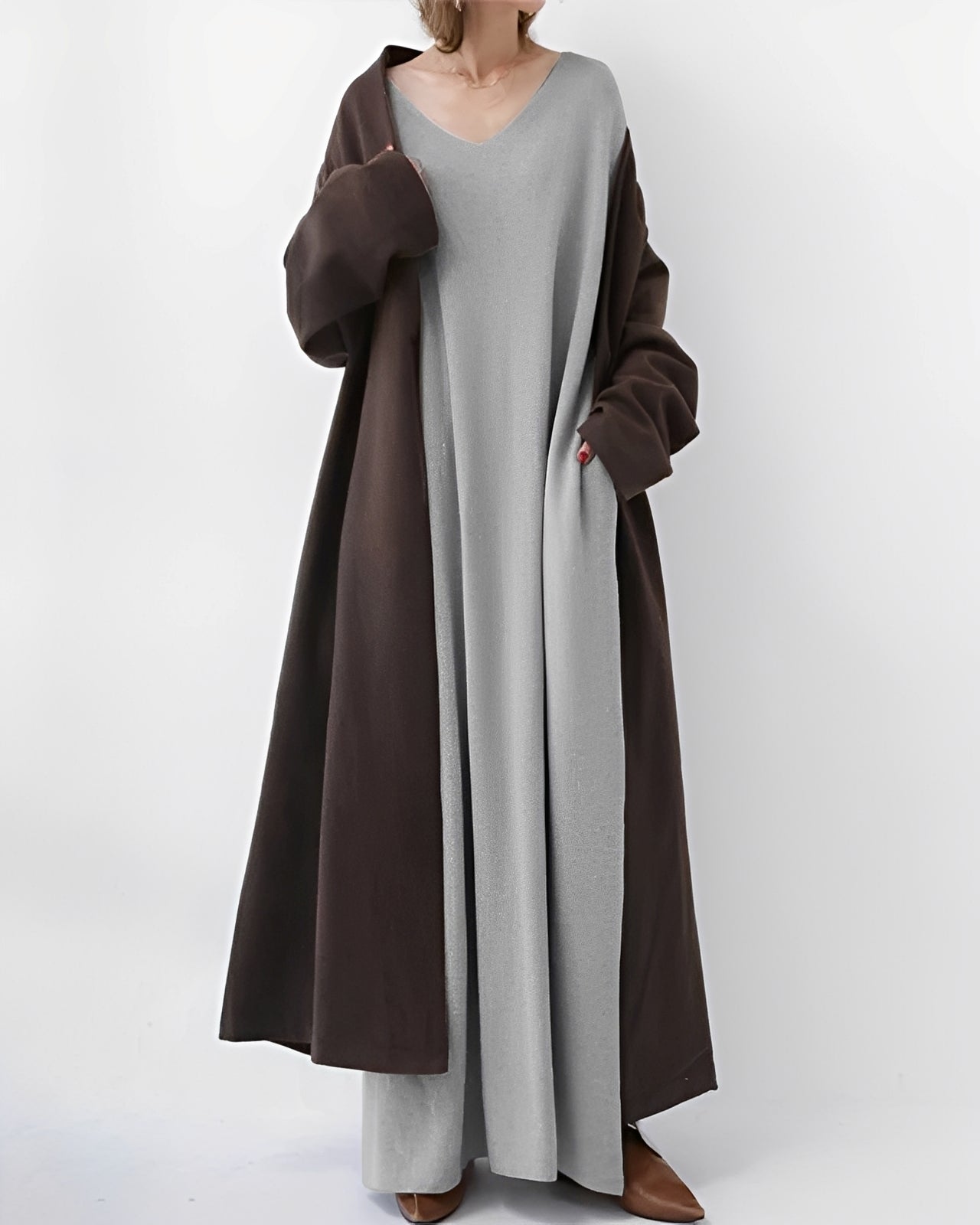 Eliana – Langes Kleid mit langen Ärmeln