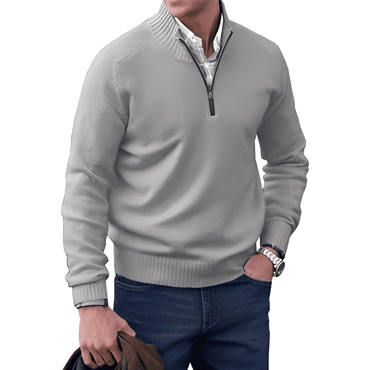 Kian – Modern men's sweater with practical zipper