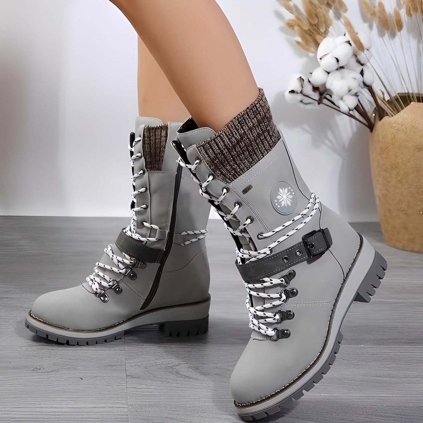 Maggie - Elegante Schneestiefel mit Strickbund für Damen