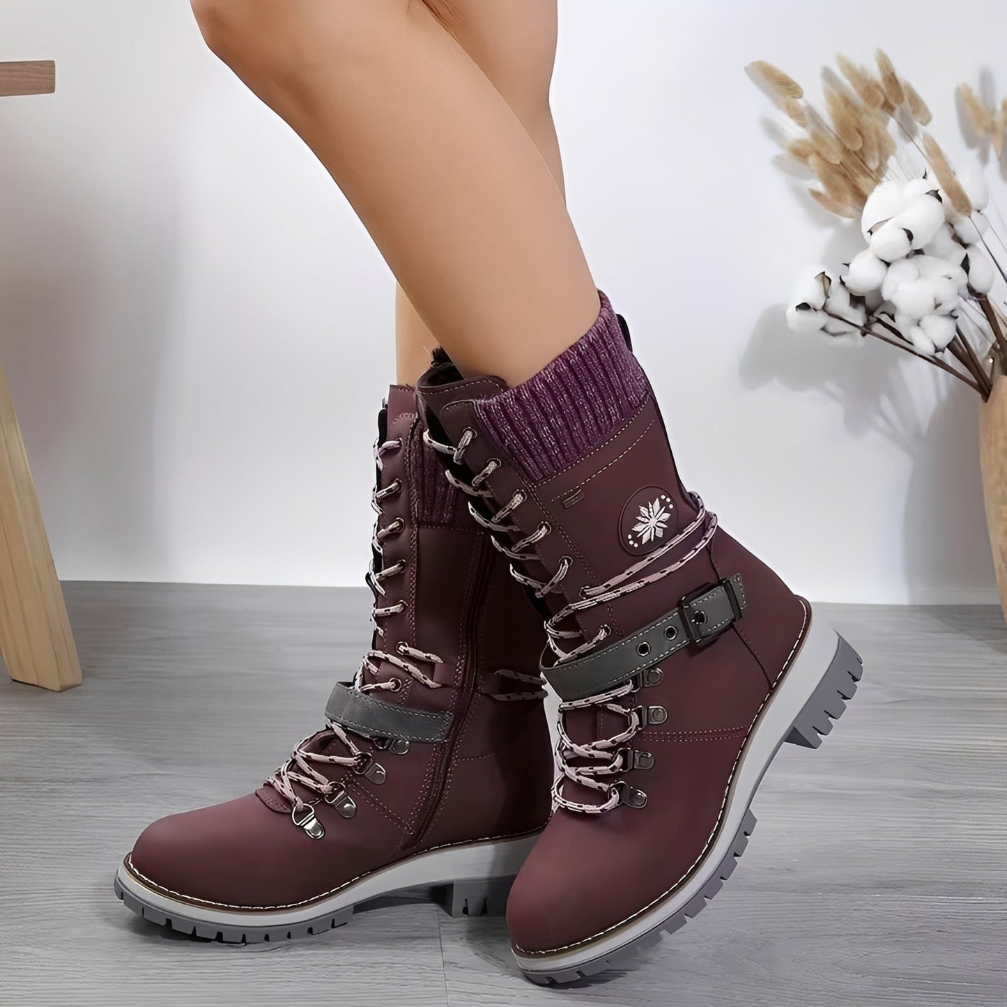 Maggie - Elegante Schneestiefel mit Strickbund für Damen