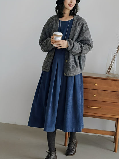 Shyanne - Lockeres Cordkleid für Damen mit Taschen