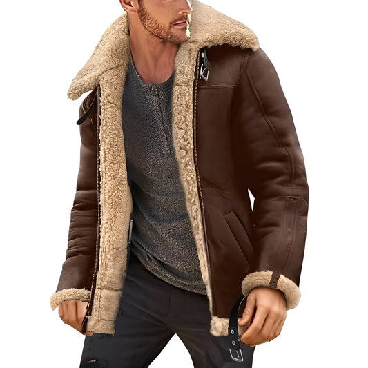 Jeffrey - Elegante Herren-Lederjacke mit warmem Sherpa-Futter