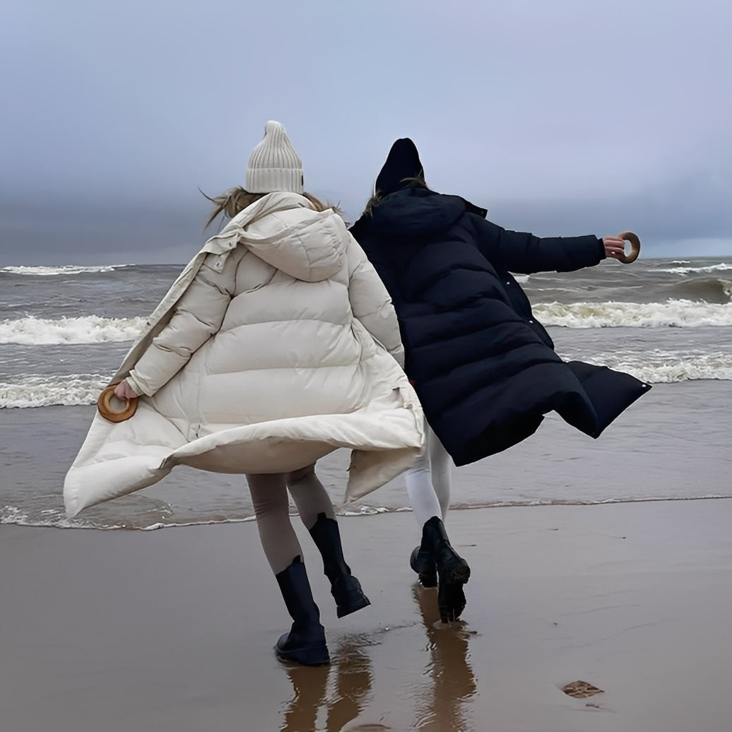 Jacquelyn - Modische lange Damenjacke mit Kapuze