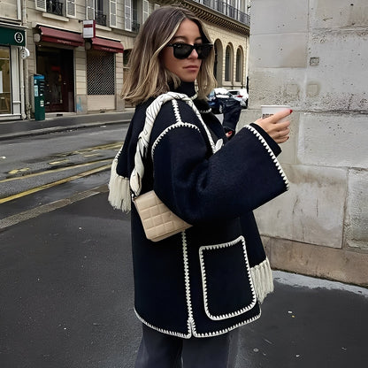 Amilia - Damen-Wolljacke, elegant und lässig geschnitten, mit Schal