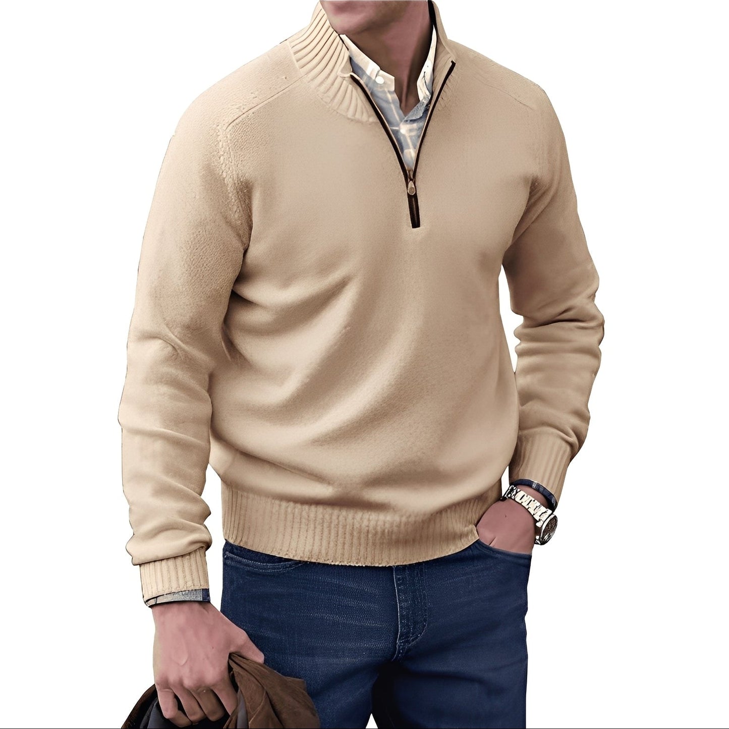 Kian – Modern men's sweater with practical zipper