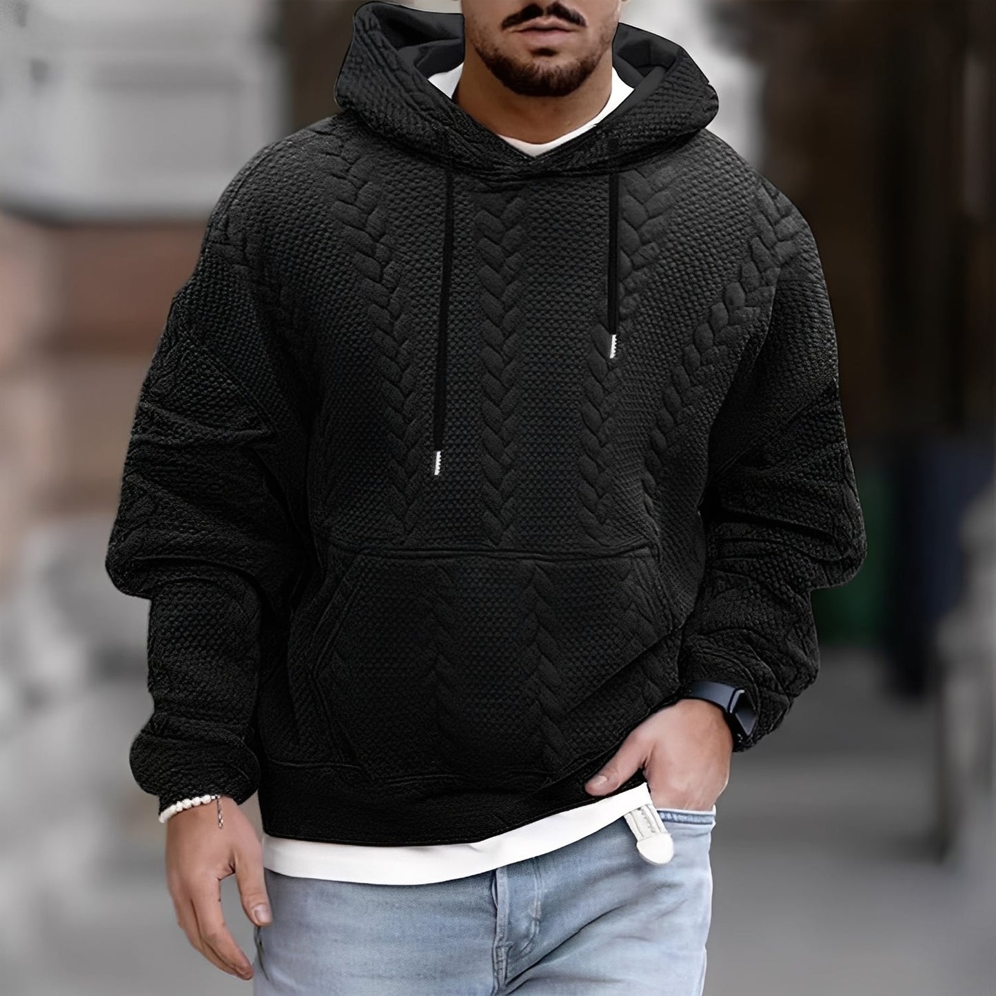 Wallis - Trendige, leger gestrickte Herren-Kapuzenjacke