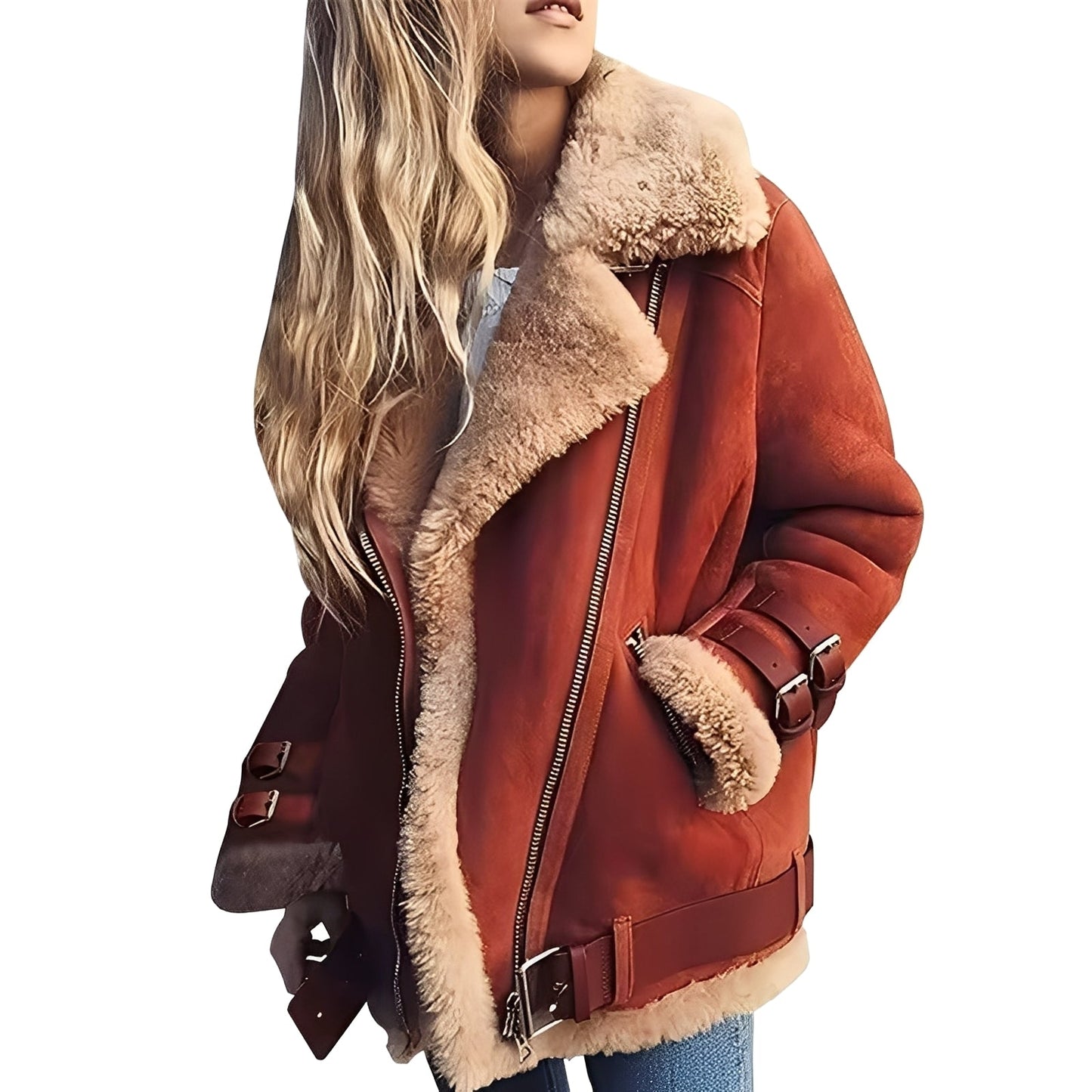 Jessie - Bequeme Damen-Woll-Bikerjacke mit Zipper