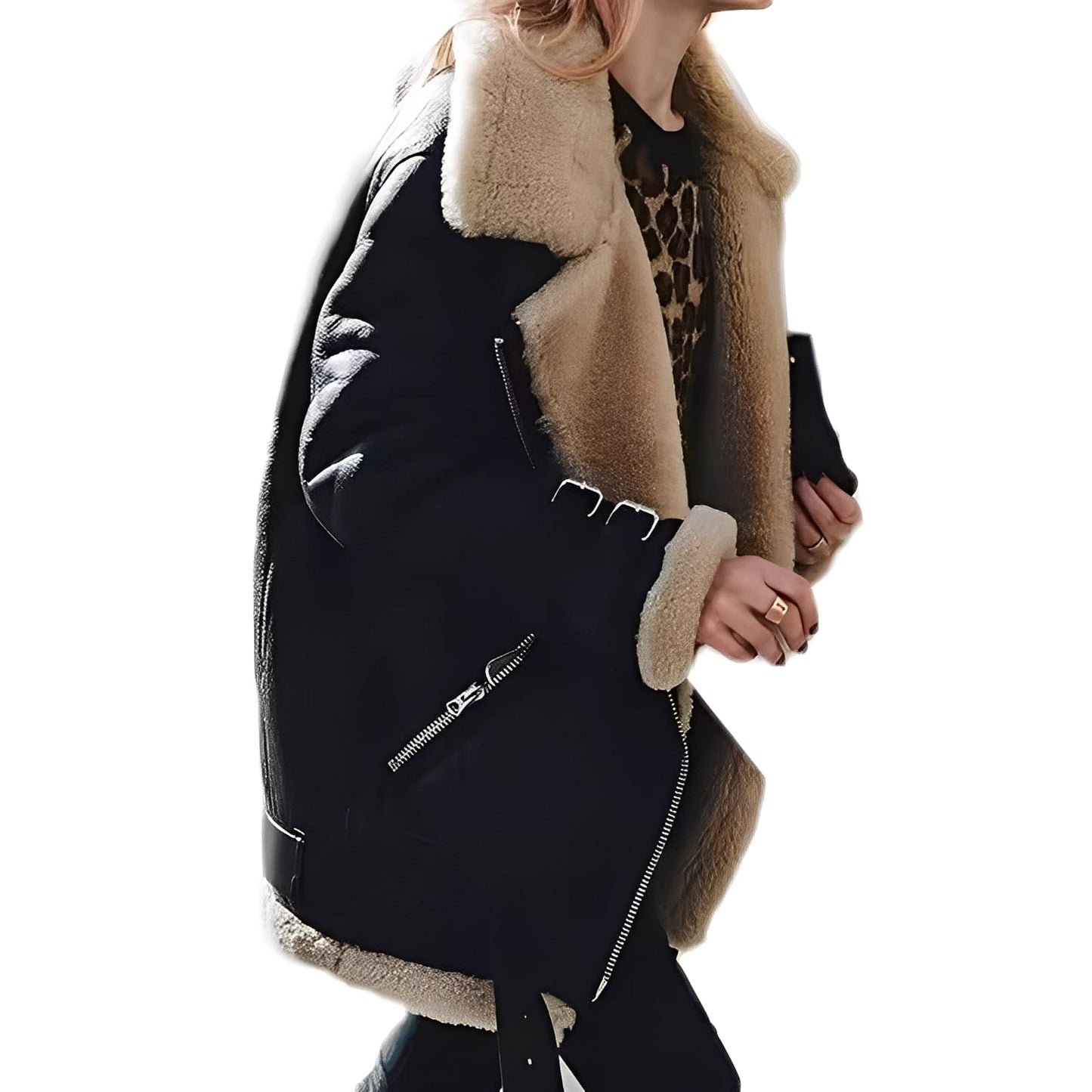 Jessie - Bequeme Damen-Woll-Bikerjacke mit Zipper