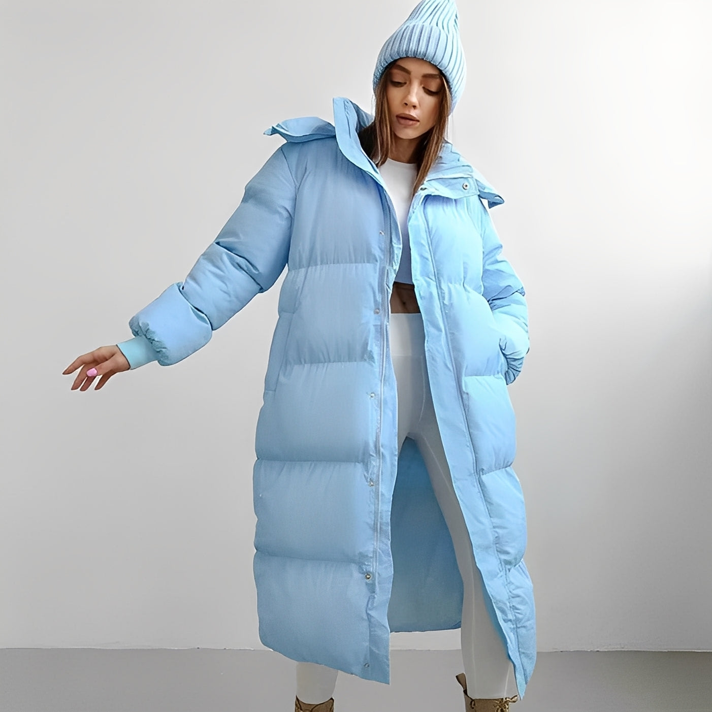 Jacquelyn - Modische lange Damenjacke mit Kapuze