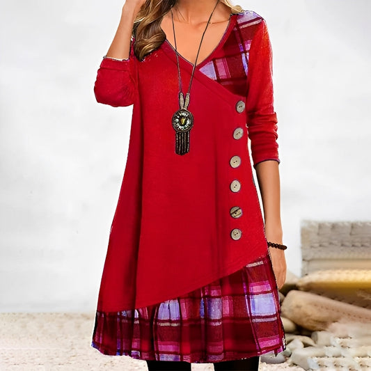 Shawnee - Freizeit Patchwork-Kleid mit Karo-Design für Frauen