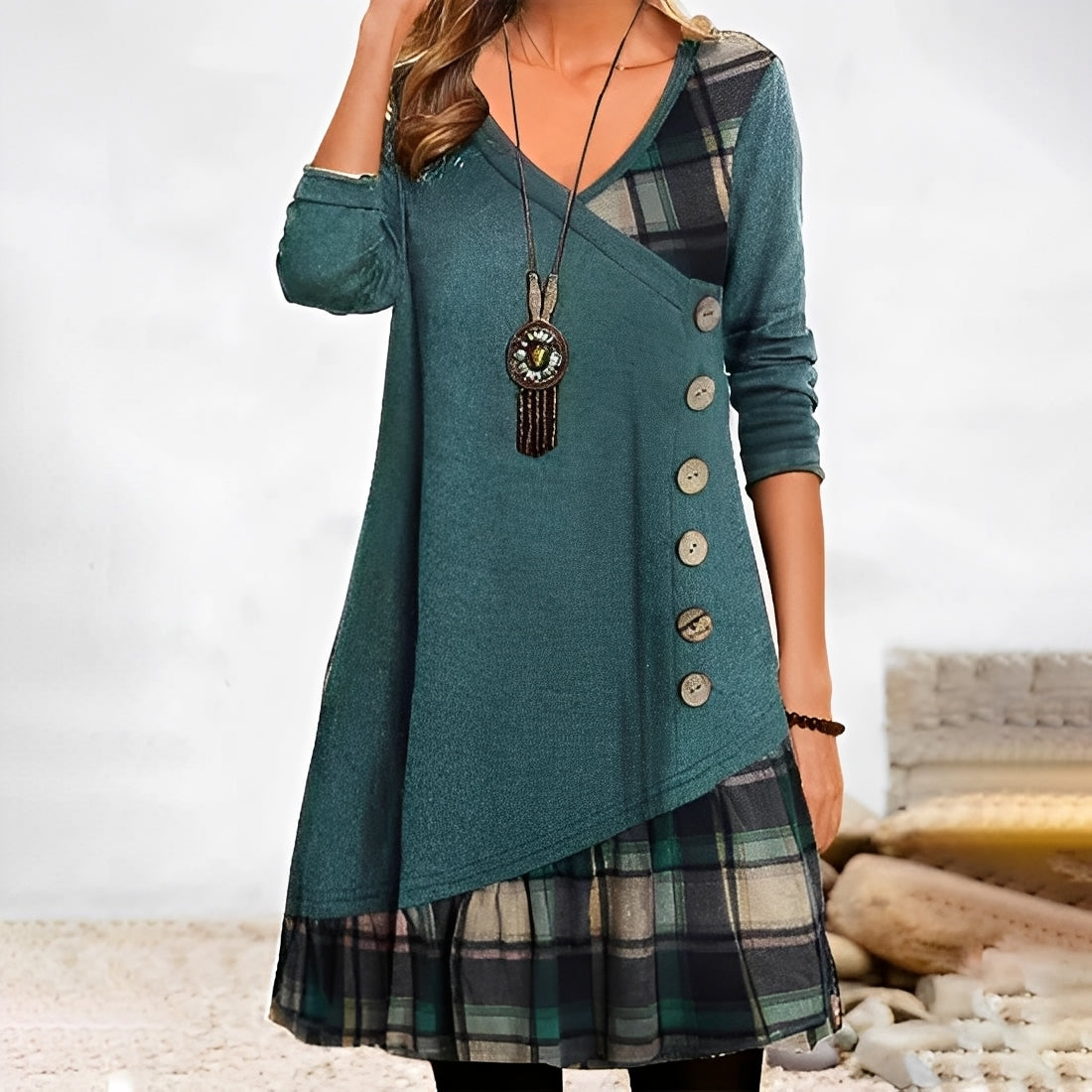 Shawnee - Freizeit Patchwork-Kleid mit Karo-Design für Frauen