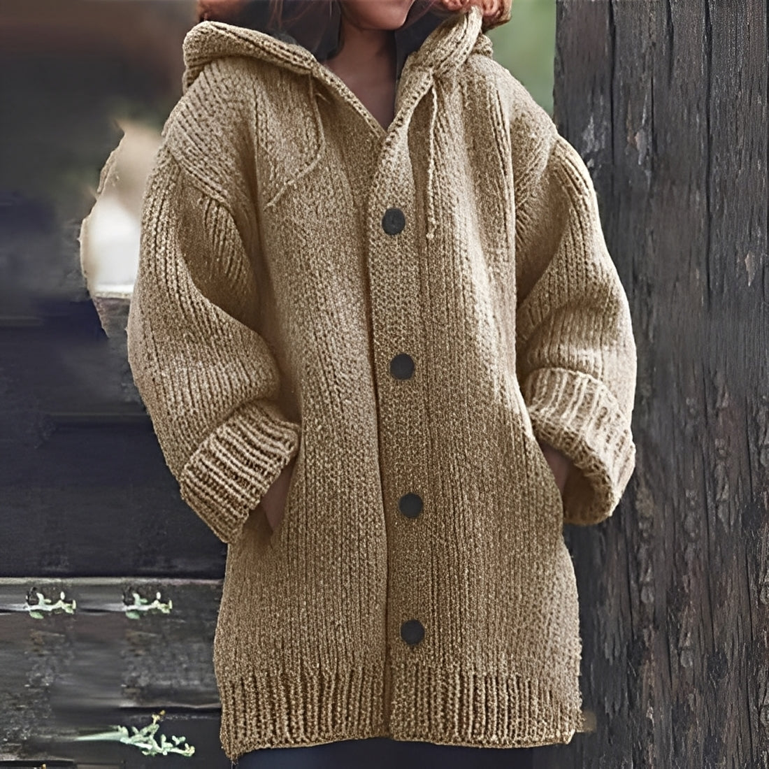 Jaqueline - Bequeme Kapuzen-Strickjacke für Damen