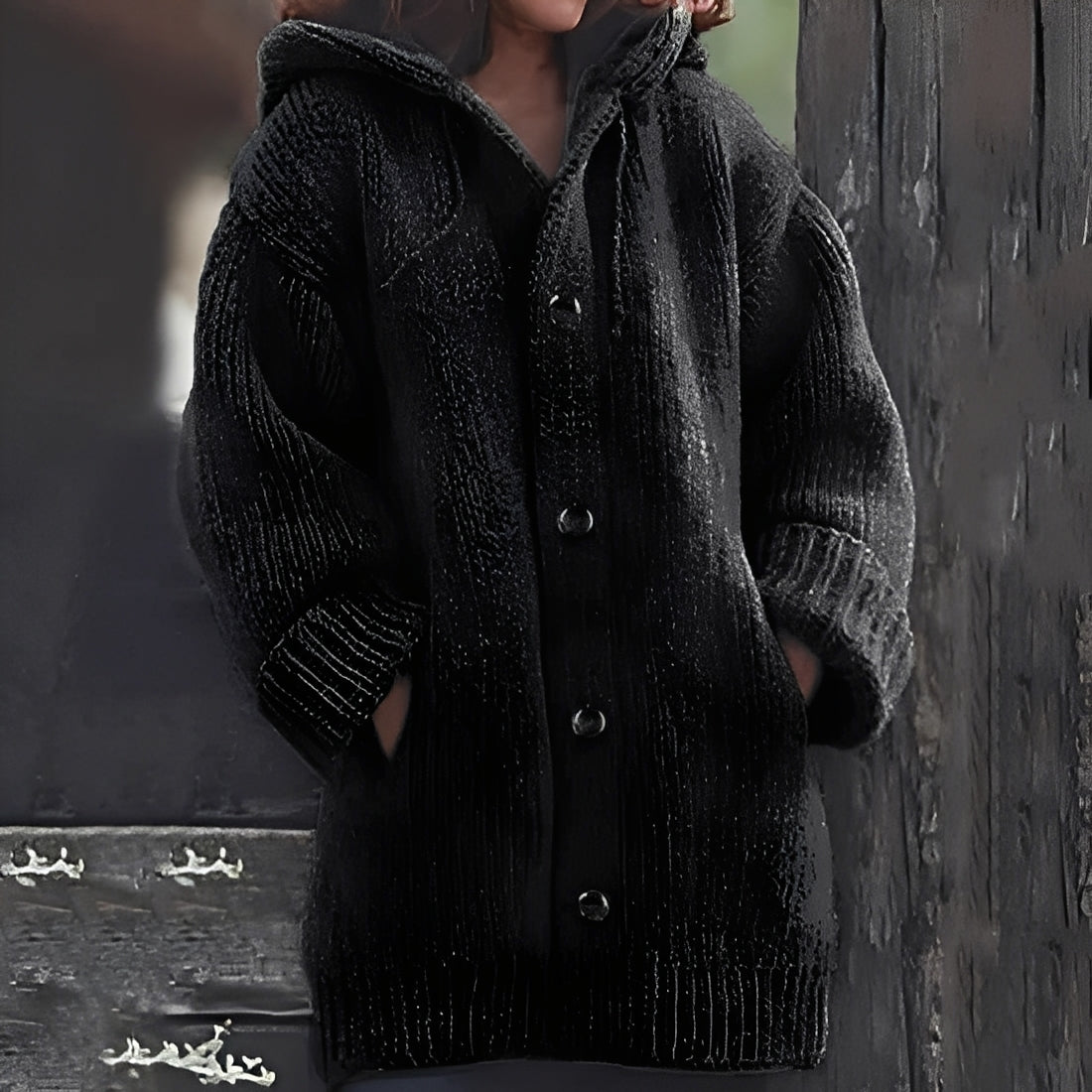 Jaqueline - Bequeme Kapuzen-Strickjacke für Damen