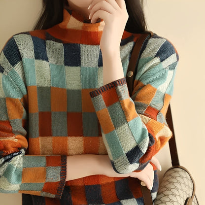 Becca - Eleganter Patchwork-Rollkragenpullover für Damen