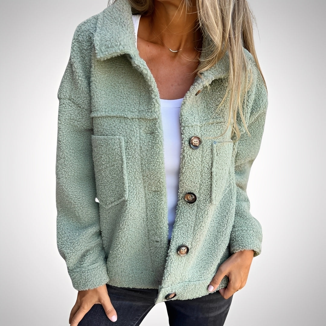 Sandra - Komfortable Sherpa-Jacke mit Reverskragen für Damen